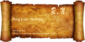 Regius Norma névjegykártya